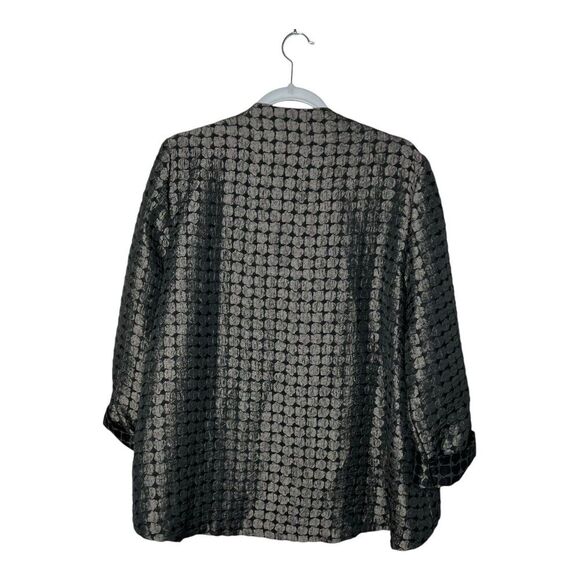 IC by Connie K Jacket Womens Large Black Metallic Textured Open Artsy Flip Cuff - Picture 2 of 11